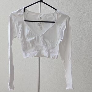 Women's White Long Sleeve Crop Top